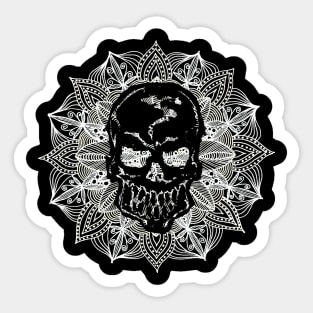 white Mandala Circle Human Skull Sticker